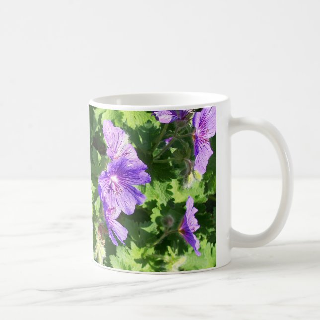 Blue Geranium Floral Photograph Coffee Mug (Right)