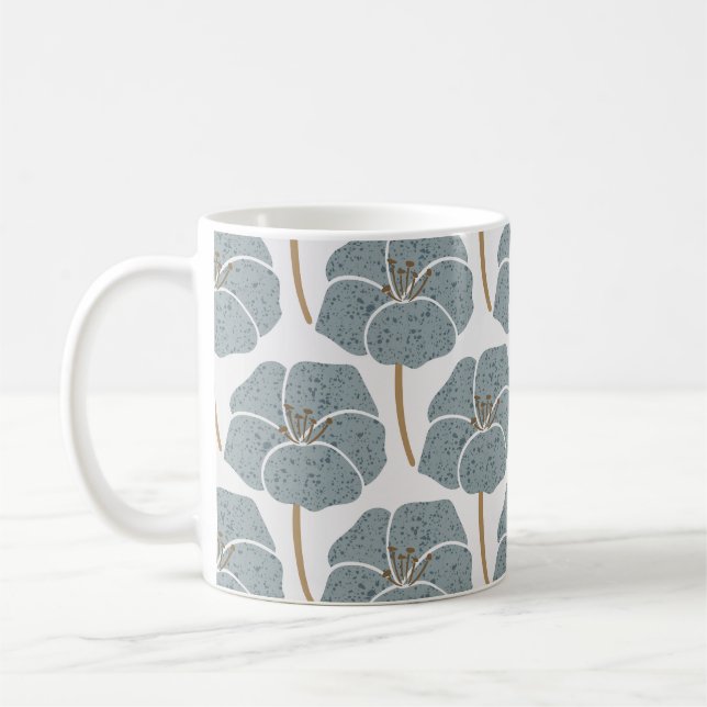 Blue Geranium Flowers Romantic Pattern. Coffee Mug (Left)
