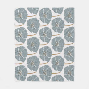 Blue Geranium Flowers Romantic Pattern. Fleece Blanket