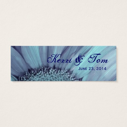 BLUE Gerba Daisy Wedding Favour Tag Card Template