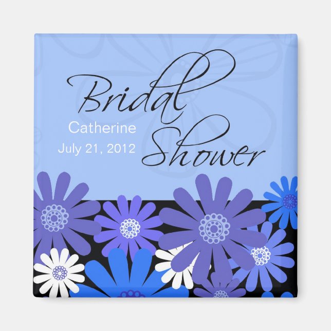 Blue Gerber Daisy Bridal Shower Magnet (Front)