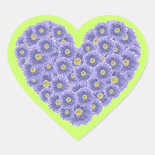 Blue Gerber Daisy Heart Sticker