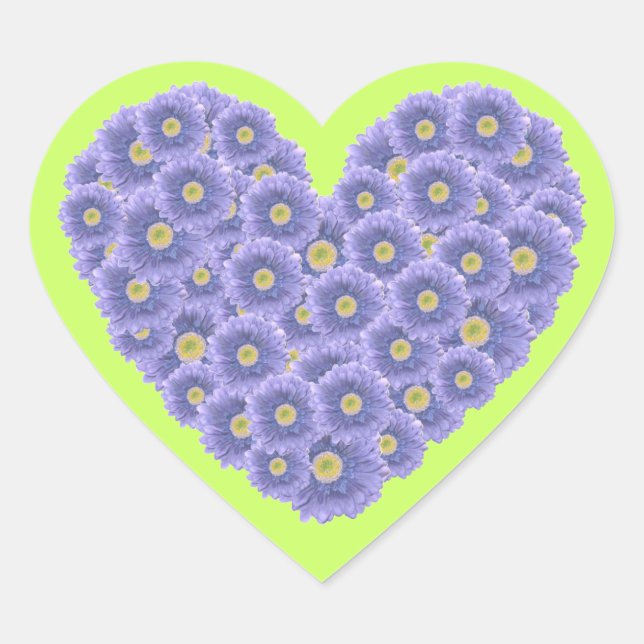 Blue Gerber Daisy Heart Sticker (Front)