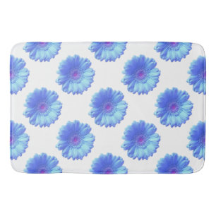 Blue gerbera daisy bath mat