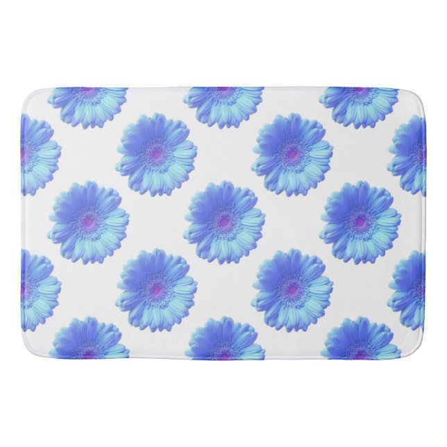 Blue gerbera daisy bath mat (Front)