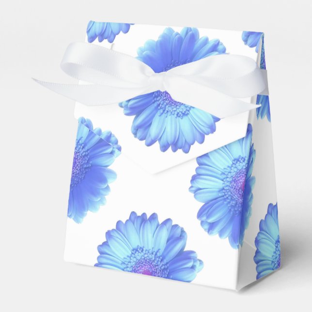 Blue gerbera daisy favour box (Front Side)