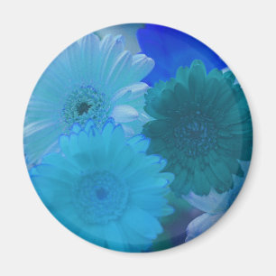 Blue Gerbera Daisy Flower Refrigerator Magnet