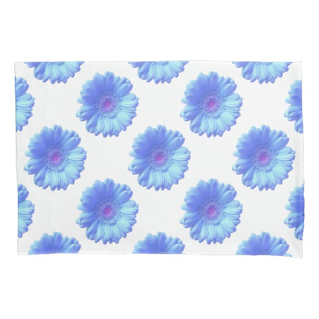 Blue gerbera daisy pillowcase (Front)