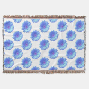 Blue gerbera daisy throw blanket