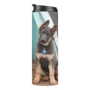 Blue German Shepherd Puppy Thermal Tumbler