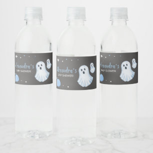 Blue Ghost A Little Boo Baby Shower  Water Bottle Label