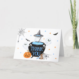 Blue Ghost Halloween Baby is Brewing Baby Shower Thank You Card