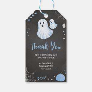 Blue Ghost Halloween Baby Shower Favour Tags