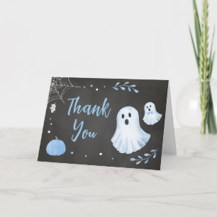 Blue Ghost Halloween Baby Shower Thank You Card