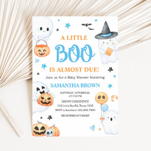 Blue Ghost Halloween Little Boo Baby Shower Invitation