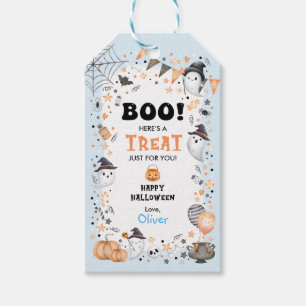 Blue Ghost Happy Halloween Boy Birthday Party Gift Tags