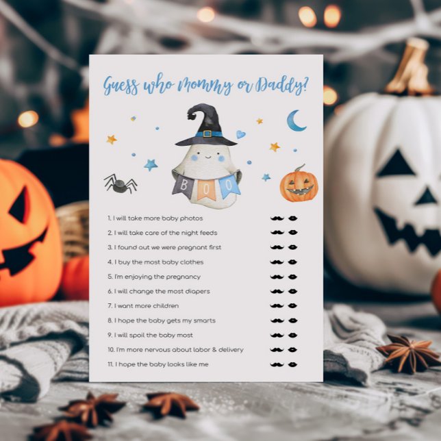 Blue Ghost LittleBoo Guess who Mummy or Daddy Game (Little Boo Baby Shower Guess who Mommy or Daddy Game)
