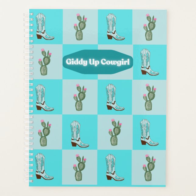 Blue Giddy Up Cowgirl Planner (Front)