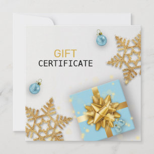 Blue Gift Gold Snowflakes Christmas Ball Gift Card