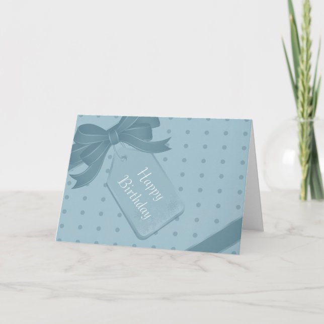Blue Gift with Ribbons Card (Front)