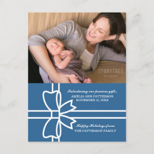 Blue Gifted Holiday Photo Postcard