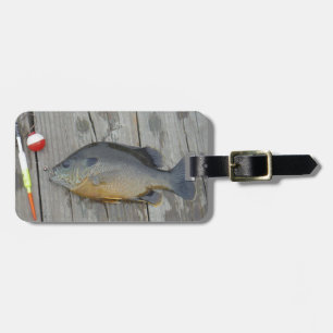 blue gill and fishing lures and hook luggage tag