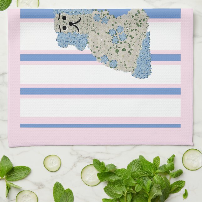 Blue Ginger Jar Jars Magnolia Staffordshire Dogs Tea Towel (Folded)