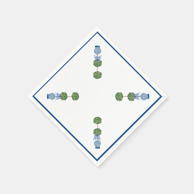 Blue Ginger Jars Jar Topiary Vine  Napkin (Corner)