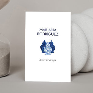 Blue Ginger Jars Pottery Elegant Interior Designer Business Card