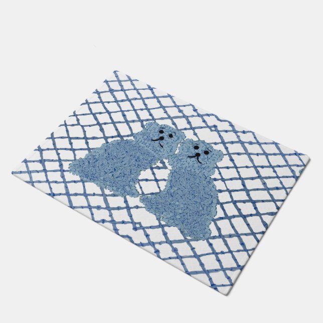 Blue Ginger Jars Staffordshire Dogs  Doormat (Angled)