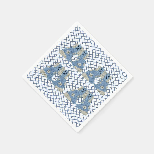 Blue Ginger Jars Staffordshire Dogs  Napkin (Corner)