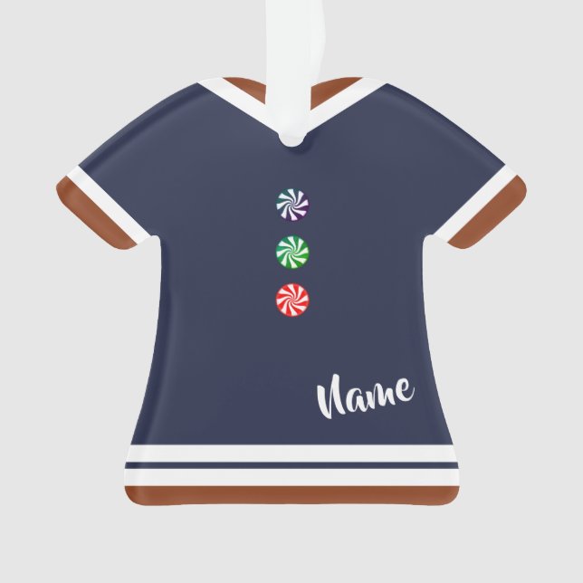 Blue Gingerbread Boy Keepsake Christmas Figurine Ornament (Front)