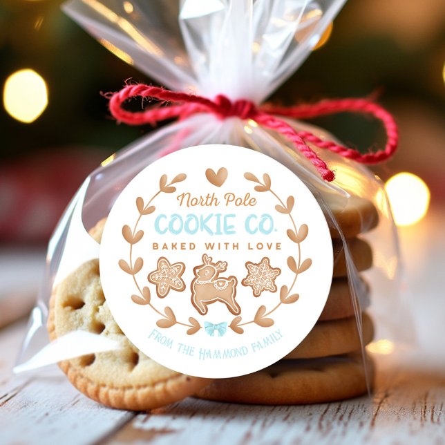 Blue Gingerbread Christmas Cookies Exchange Classic Round Sticker (Blue Gingerbread Christmas Cookies Exchange Classic Round Sticker)