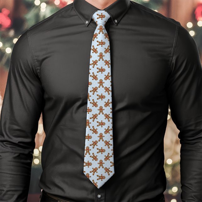 Blue Gingerbread Man Polka Dot Christmas Tie (Creator Uploaded)