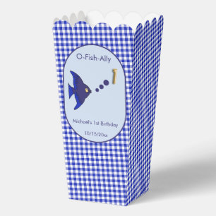 Blue Gingham 1st Birthday 3 Photo Favour Box