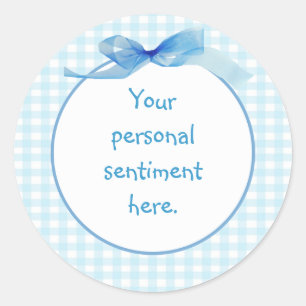 Blue Gingham 2 Classic Round Sticker