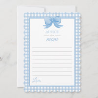Blue Gingham Advice for Mum Baby Shower Stationary