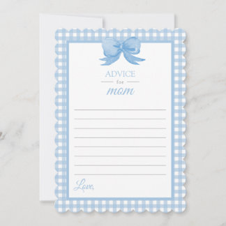 Blue Gingham Advice for Mum Baby Shower Stationary Invitation
