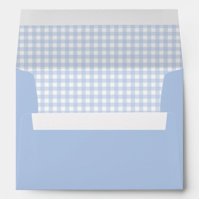 Blue Gingham Baby Boy Baby Shower Envelope (Back (Bottom))