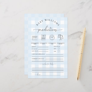 Blue Gingham Baby Predictions Game