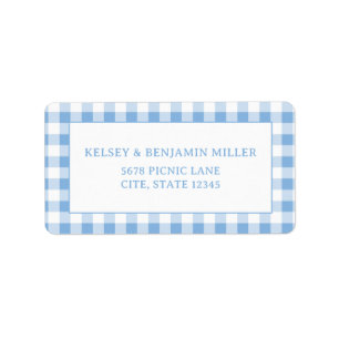 Blue Gingham Baby-Q Barbecue BBQ Address Label