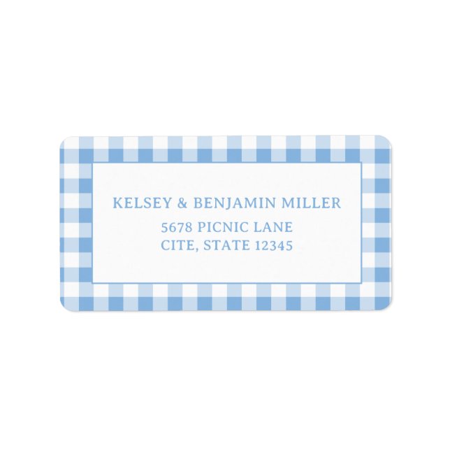 Blue Gingham Baby-Q Barbecue BBQ Address Label (Front)