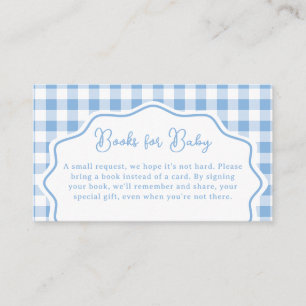 Blue Gingham Baby-Q BBQ Baby Shower Books for Baby Enclosure Card