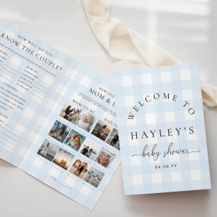 Blue Gingham Baby Shower Game Booklet