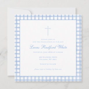 Blue Gingham Baptism/Dedication Invitation