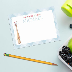 Blue Gingham Baseball Kids Custom Lunch Box  Post-it Notes