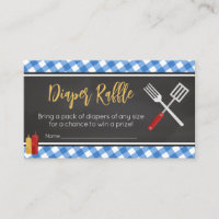Blue Gingham BBQ Baby Shower Diaper Raffle