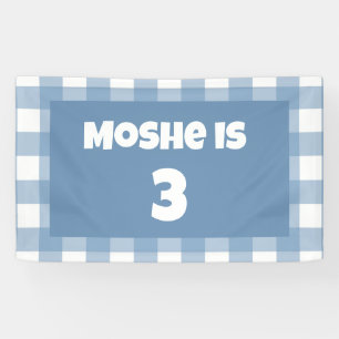 Blue gingham birthday banner