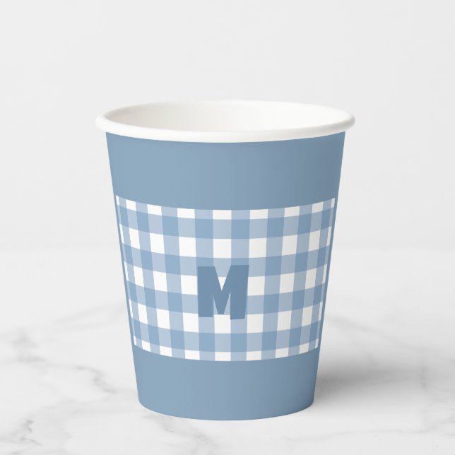 Blue gingham birthday cup (Front)