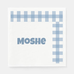 Blue gingham birthday napkin